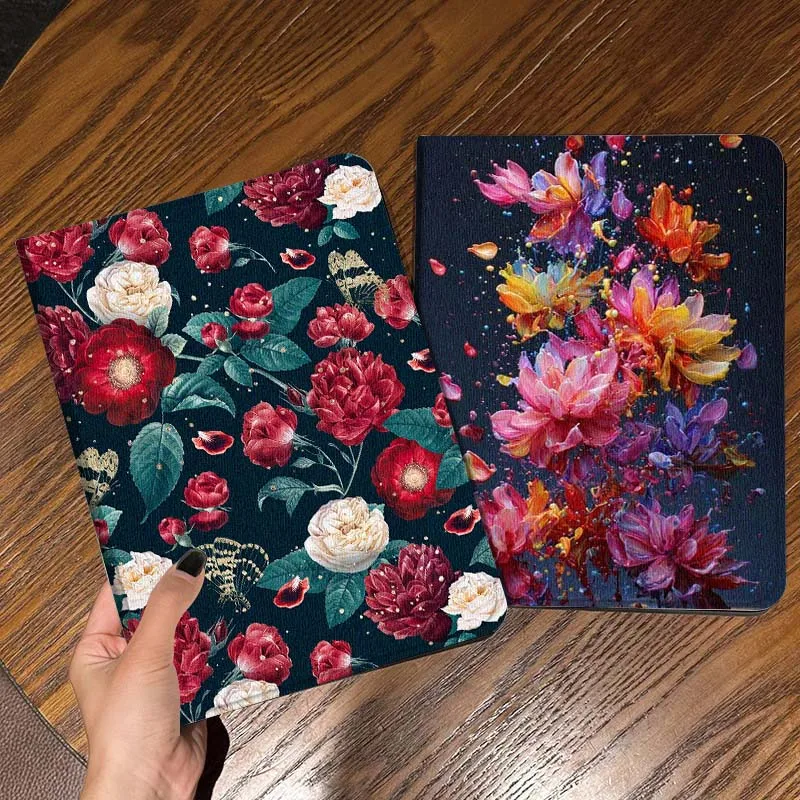 

Red White Peony Pattern Tablet Case For Samsung Galaxy Tab S7 S8 S9 S10 FE Lite Gift