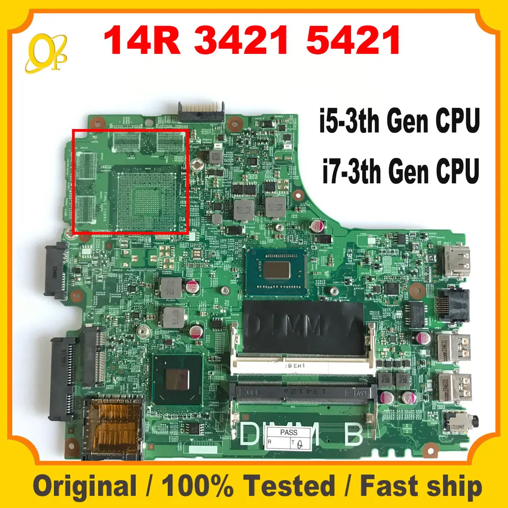 12204-1 for DELL Inspiron 14R 3421 5421 Laptop Motherboard with i5 i7-3th Gen CPU 0606R4 07GDDC 0PTNPF 0JK9FM 0CHXVJ 0825R3 DDR3