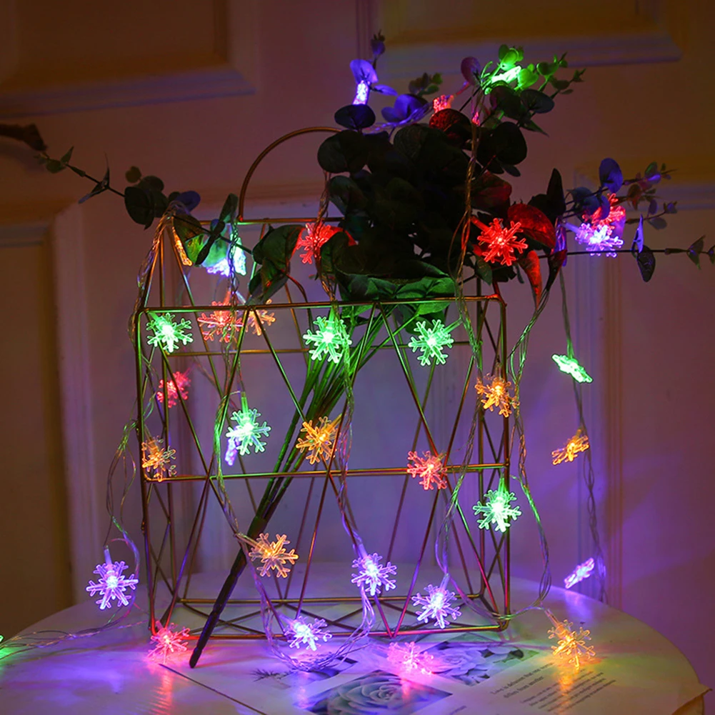 Snowflake Star LED Fairy String Christmas Lights, guirlanda, bateria, usb, ao ar livre, árvore, feriado, decoração de ano novo, 2 m, 5m, 2024