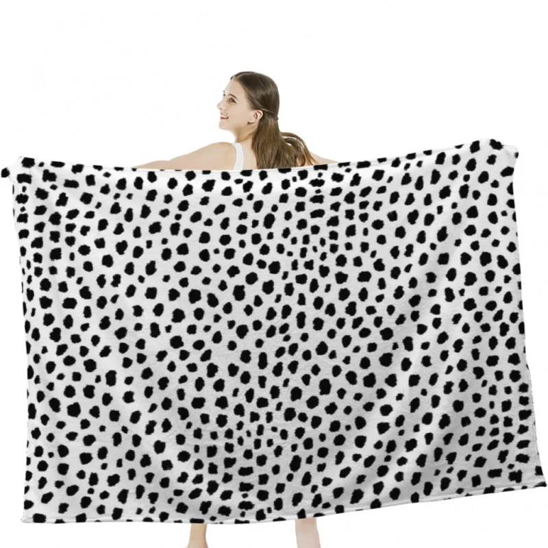 Dalmatian Spots (black/white) Throw Blanket Soft Velvet Blanket Camping Bedding Blanket Cold Cinema or Travel