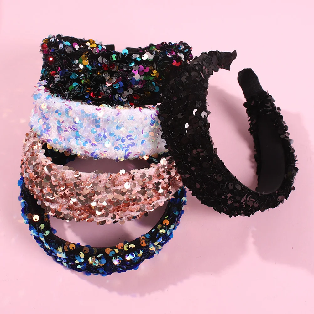

Beautiful Sequins Headband Stylish Hairband Black for Women Girls Exquisite Workmanship Everyday Wear Special Events