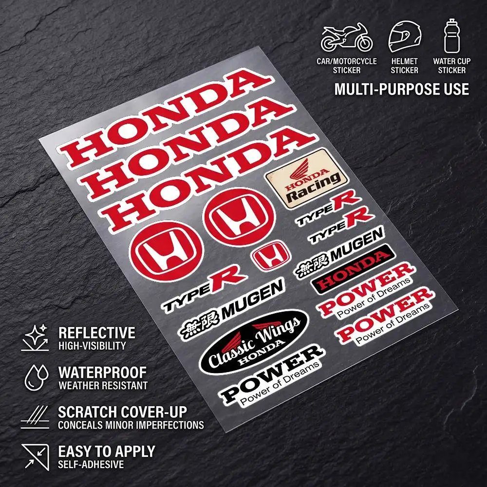 FÜR HONDA HRC Universelle Mehrzweck-reflektierende wasserdichte Aufkleber zum Verbergen von Kratzern für Auto, Fahrrad, Helm, Tasse, Kühlschrank, Dekoration