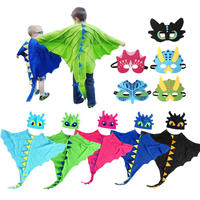 Dinosaur Cloak and Mask and Hat Suit for Boys and Girls, Toothless Dragon Cosplay Costumes, Halloween Birthday Party