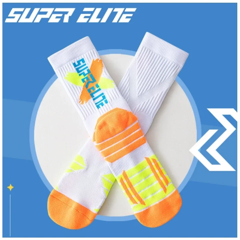 1 пара профессиональных практичных спортивных носков с высокой трубкой, спортивные велосипедные носки на открытом воздухе, мужские носки для бега, треккинга, баскетбола, футбола