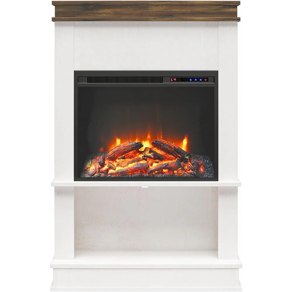 Mateo Electric Fireplace with Mantel & Open Shelf, 30