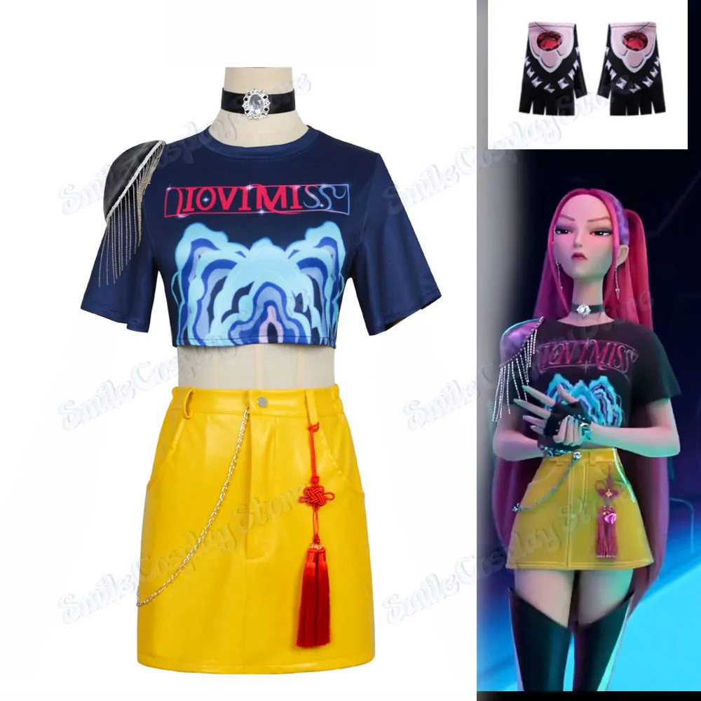 

Hot Movie K-Pop Demon Hunters Cosplay Costume Mira Top Skirt Set Halloween Party Props Stage Show Accessories