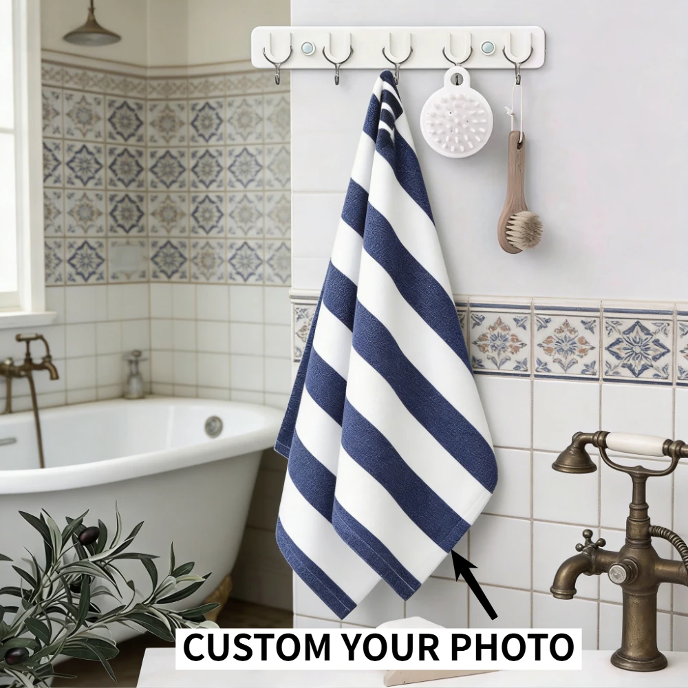 1pc/2pcs/5pcs Custom Photo & Text Hair Drying Towel - Polyester Fabric, Hand Towel & Dish Towel, Ideal for Christmas