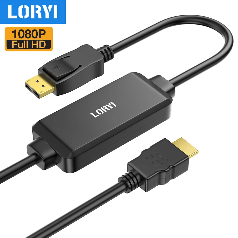 LORYI HDMI To Displayport Cable 6.56 Feet 1080P 60Hz HDMI 1.4 Male to DP 1.2 Male Adapter Cable HDMI Source Monitor Cable