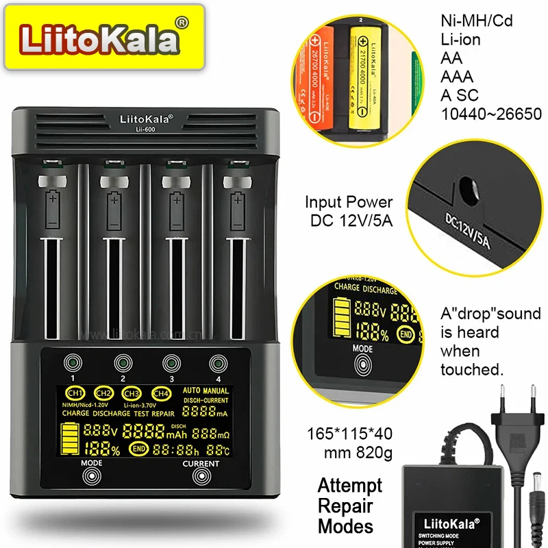 

LiitoKala lii-600 LCD LCD display Li-battery Charger measurable capacity