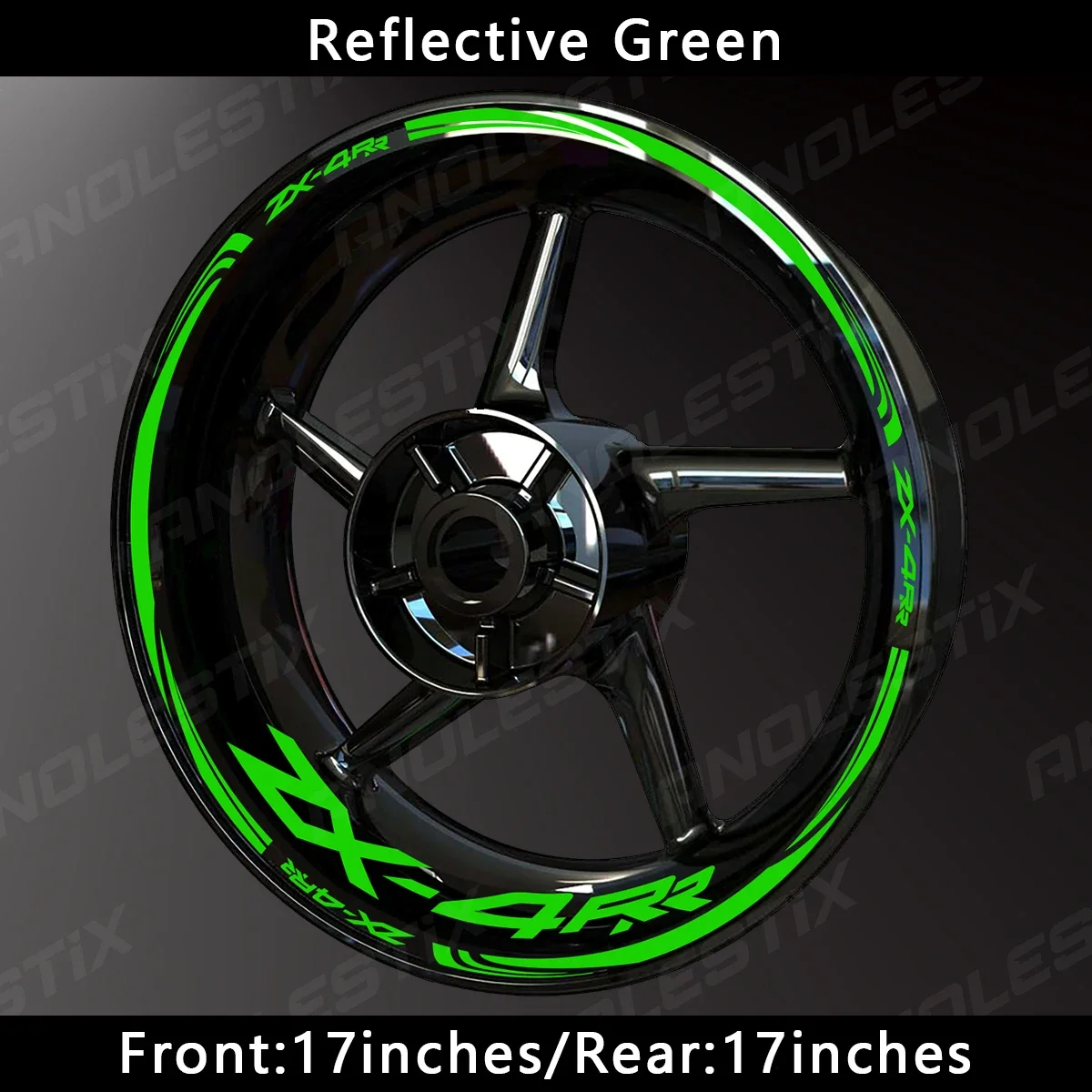 AnoleStix Reflective Motorcycle Wheel Sticker Hub Decal Rim Stripe Tape For Kawasaki Ninja ZX-4RR ZX4RR