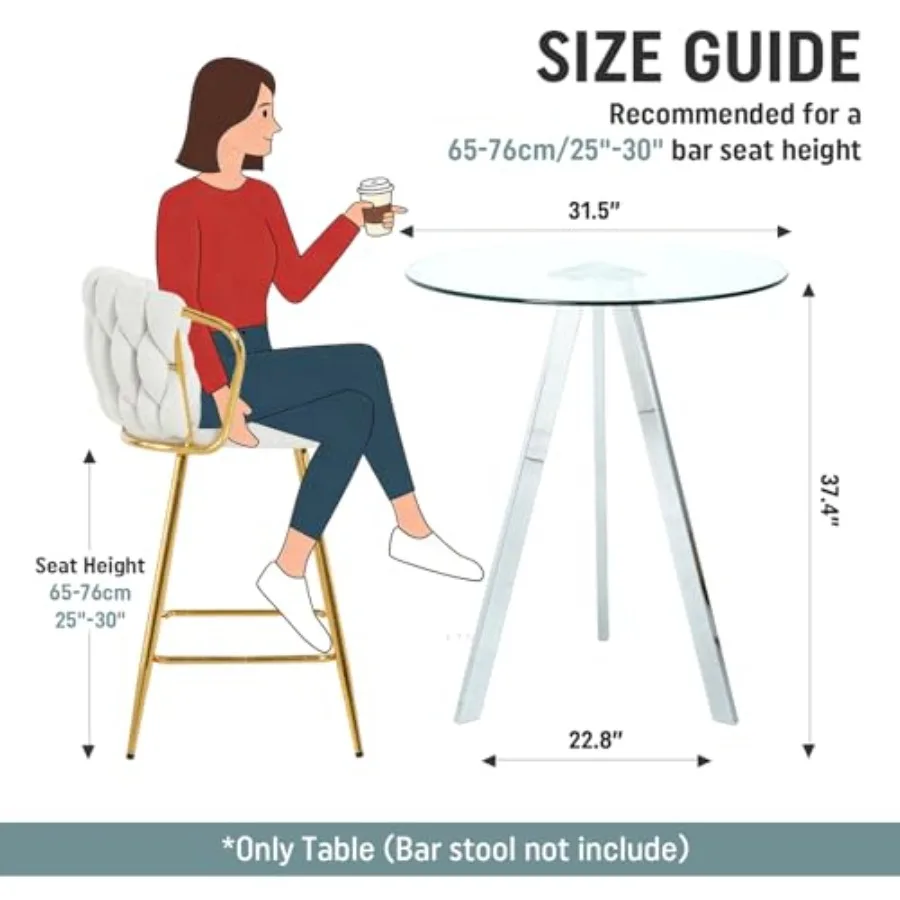 Round Pub Table for Small Spaces, Bistro Pub, Cafe: 37.4 High Top Bar Table, 31.5 Small Cocktail Table with Silver Metal Base G