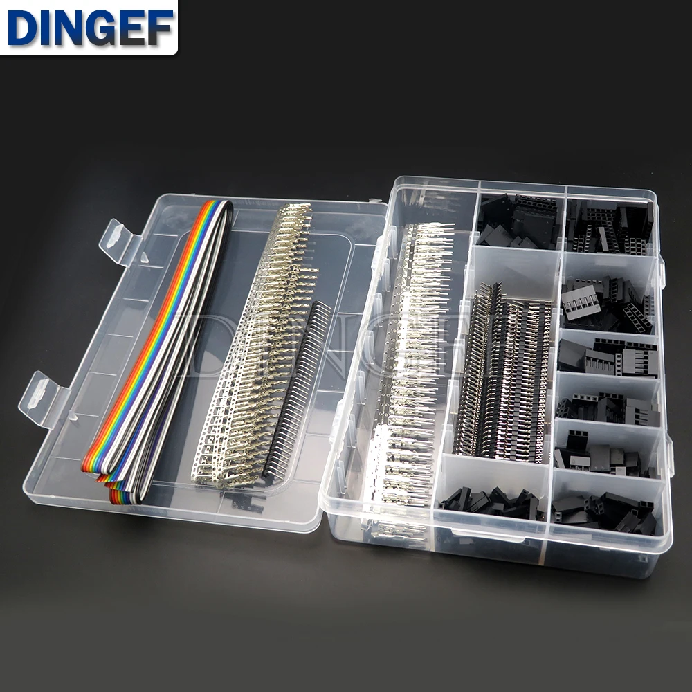1550 sztuk/zestaw 2.54mm zestaw złączy Dupont nagłówki PCB męskie żeńskie piny kabel elektroniczny przewód mostkujący Pin Header obudowa