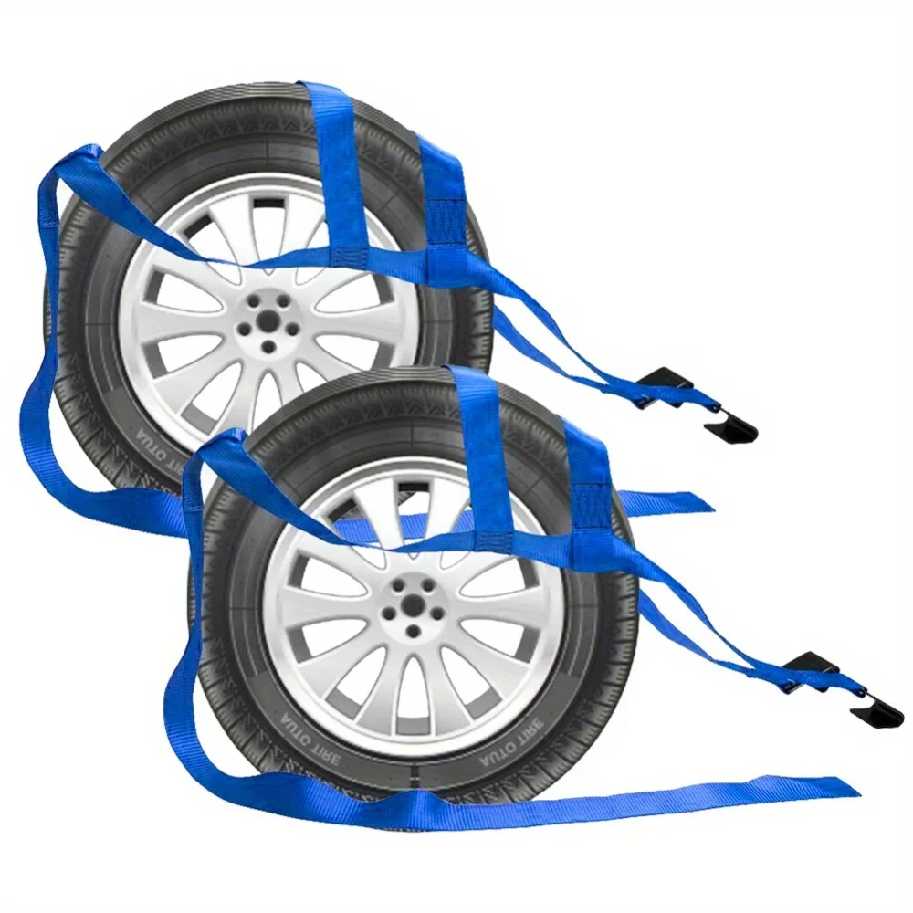 

2 шт., синие шины 14-17 дюймов, колеса, автомобильные буксировочные тележки, ремни для корзины с плоскими крючками, прочность разрыва 10000 фунтов