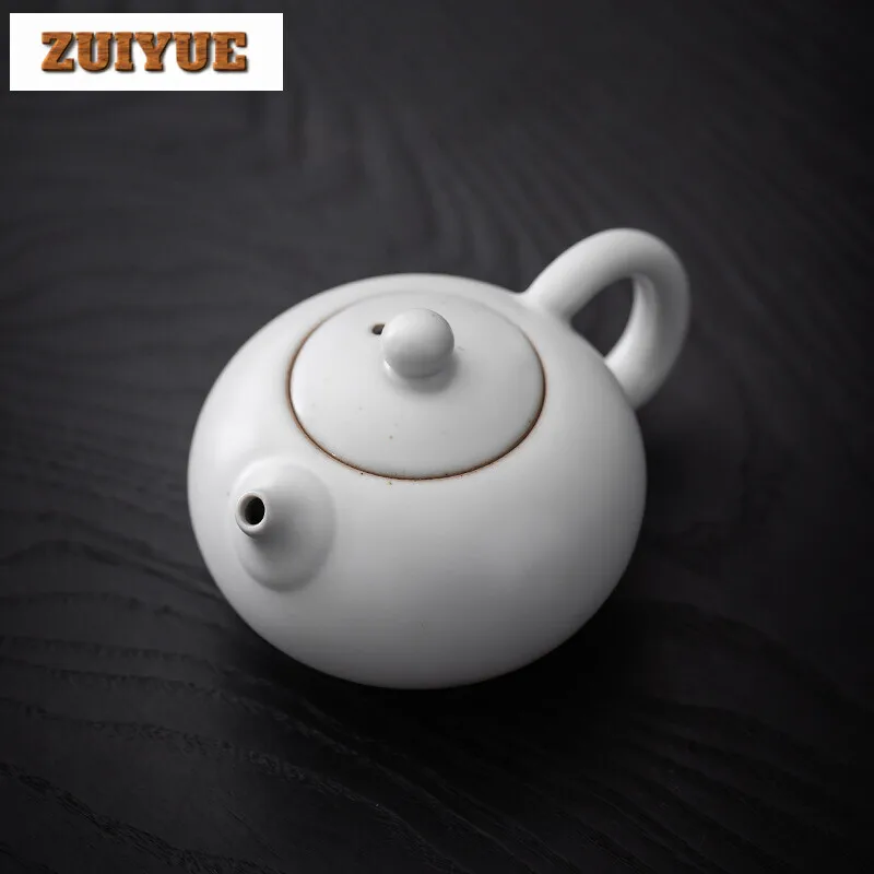 200ml Retro White Crude Pottery Teapot Ancient Small Infusions Xishi Pot Tea Brewing Kettle Chinese Tea Set Supplies Ornaments