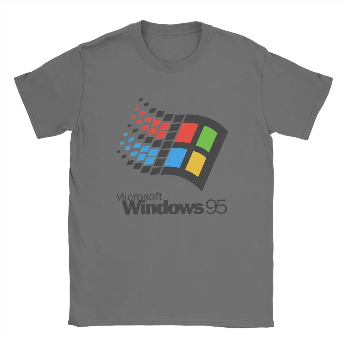تي شيرت كلاسيكي للرجال والنساء بشعار Microsoft Windows95، تي شيرت بنظام الكمبيوتر، تي شيرت جديد ممتع بأكمام قصيرة ورقبة مستديرة، تي شيرت قطني
