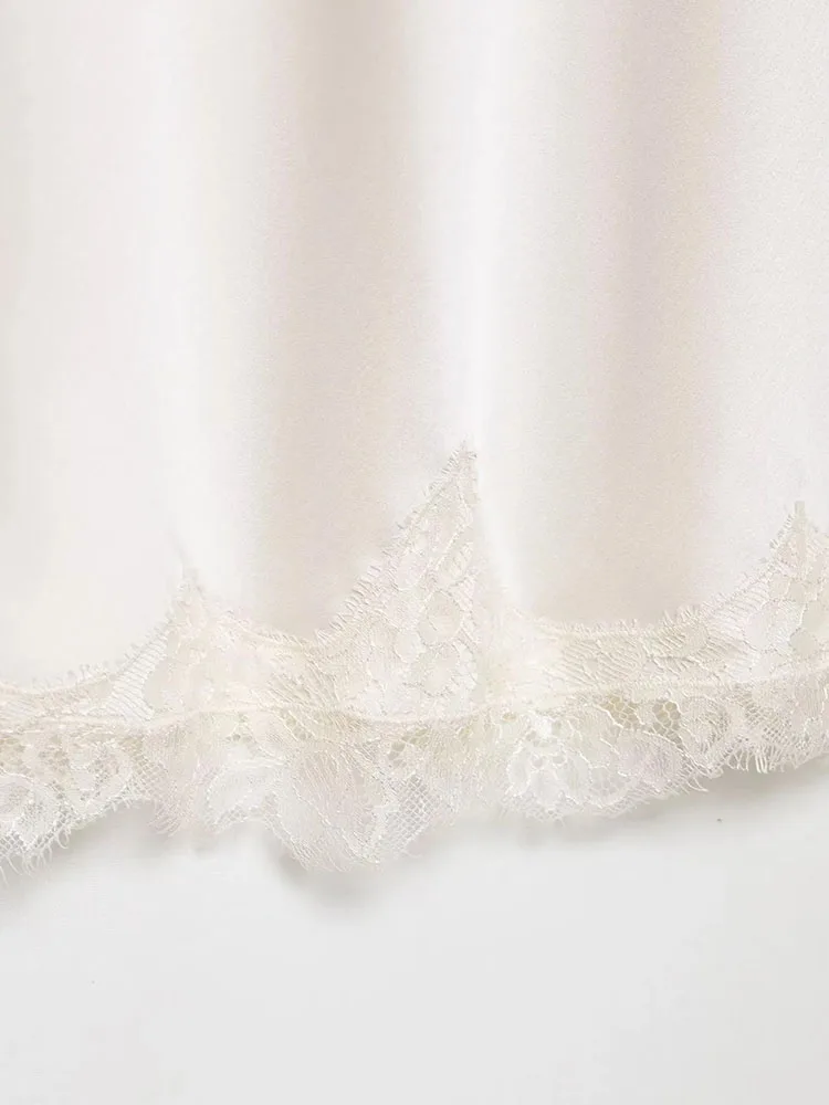 Abito da donna autunno nuovo sexy in raso bianco abito da donna con scollo a V papillon abito Cami allentato abito da sera per club party streetwear