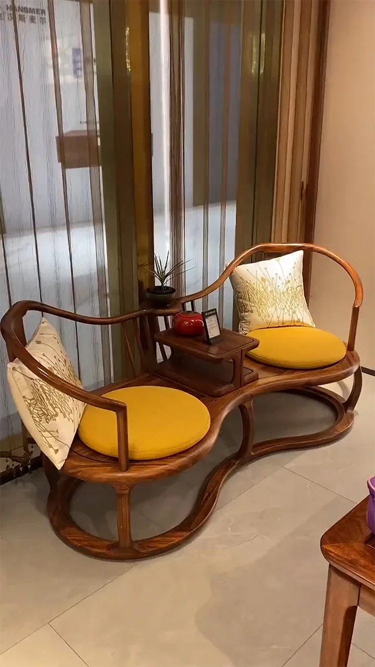

Новый китайский стиль Ugyen Wood, шезлонг из цельного дерева, красивая кровать в форме лонгтона, разработанный Maestro Zen Light, роскошный диван-реклайнер
