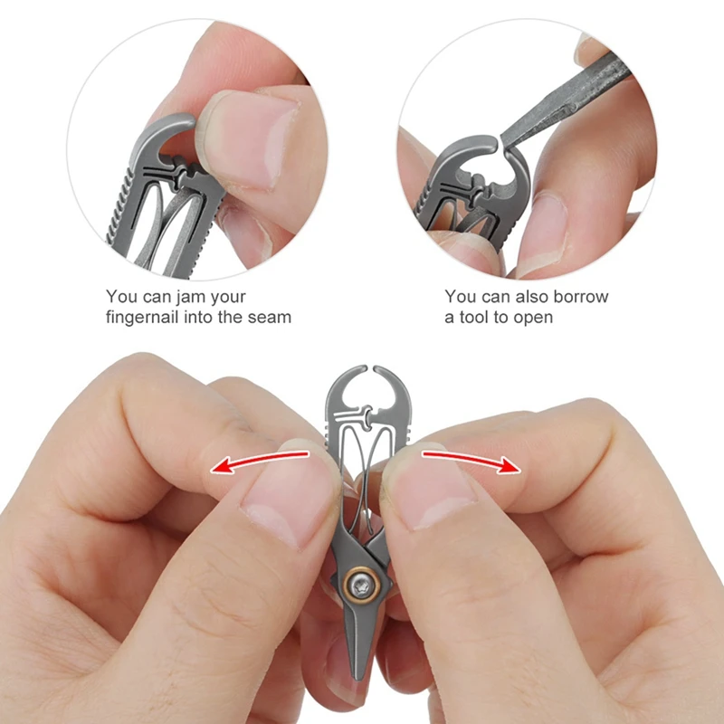 티타늄 합금 코 털 소형 가위, 휴대용 포켓 야외 EDC 도구 액세서리