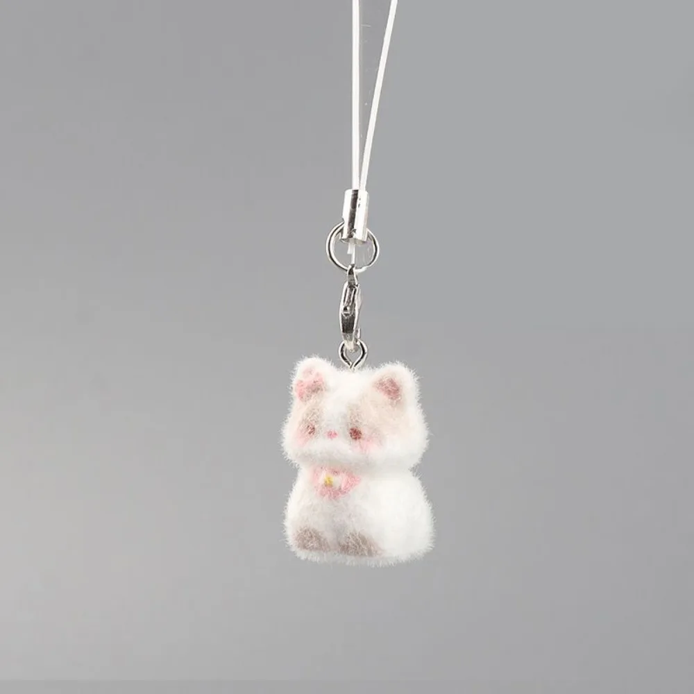 

10Pcs Flocking Animal Kawaii Keychain 3D Pendant Resin Cute Cat Keychain Cartoon Lovely Design Key Chains Bag Decor