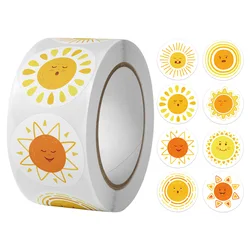 100-500pcs 8 Styles Round Cartoon Sun Smile Kids Reward Stickers Party Handmade Scrapbooking Gift Packaging Seal Label