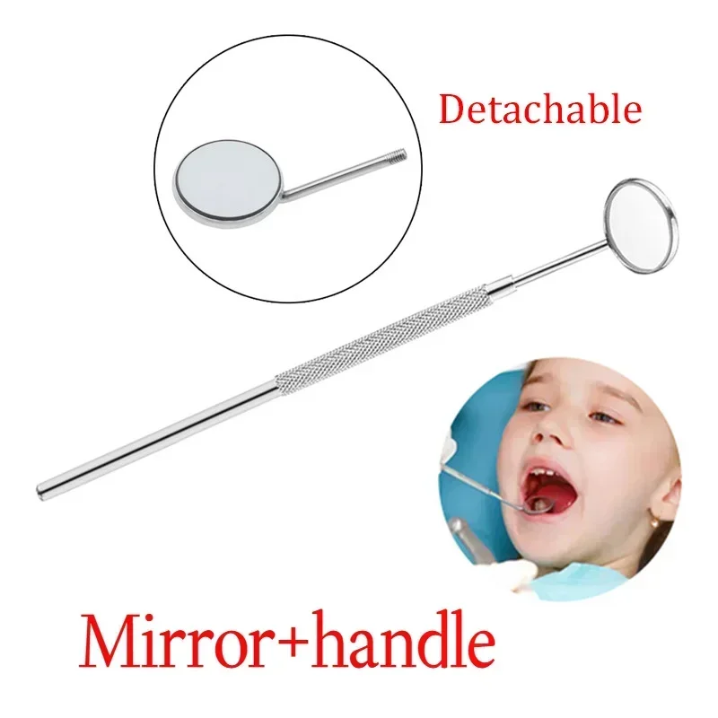 10pcs/set Dental Mirror Stainless Steel Mouth Mirror with Handle Dental Hygiene Instrument Dental Pick Dentist Prepare Tool Lab