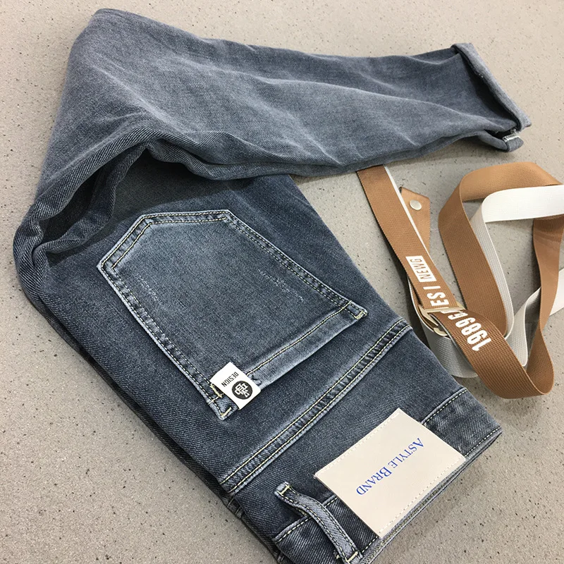 High-End Quality Blue Jeans Men's Soft and Comfortable 2024 New Men's Slim Fit Skinny Stretch Trousers