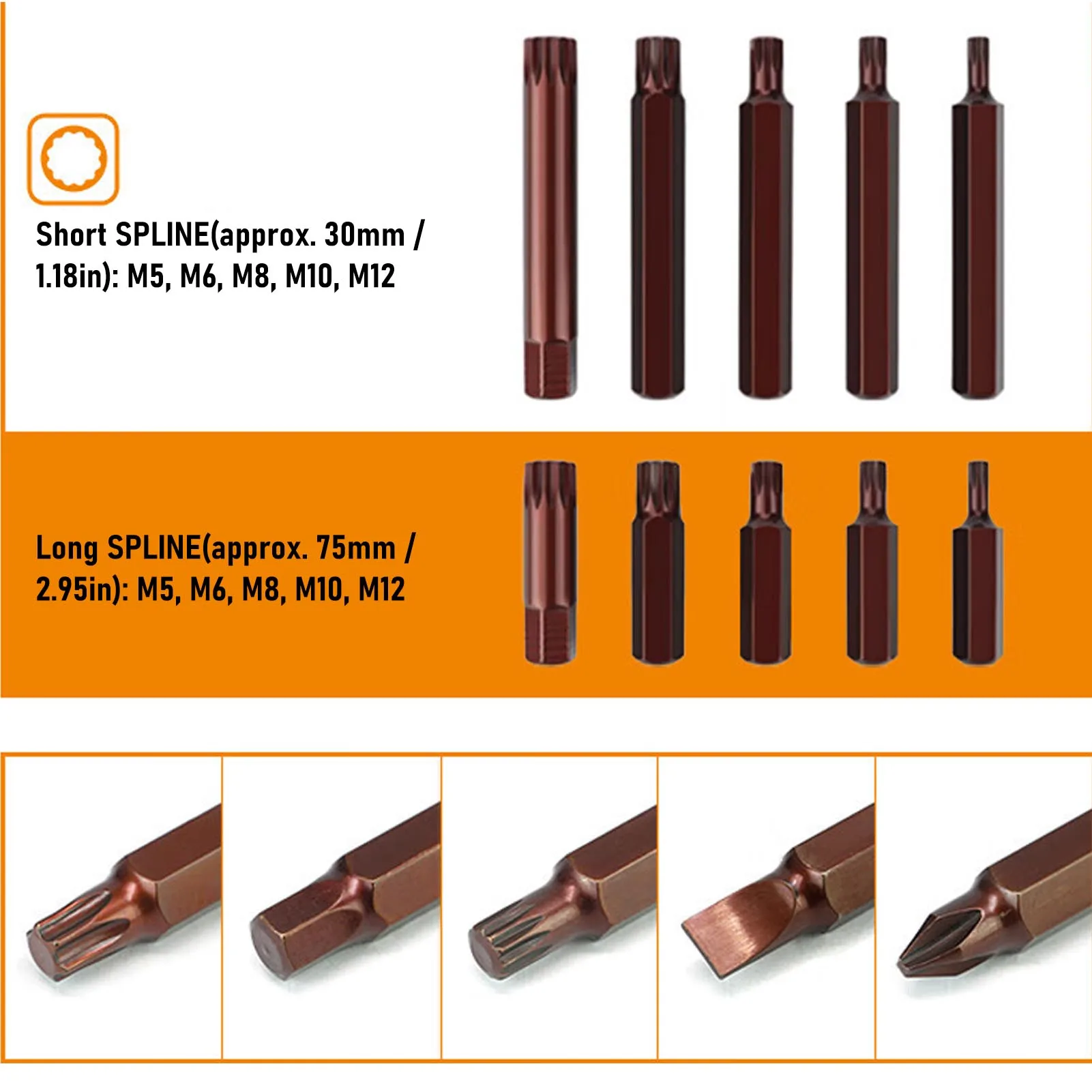 40Pcs 3/8in Bit Socket Set Bit Socket Set Star Hex 3/8in Cr V  Alloy Steel High Torsion for Automotive Mechanic Bit Socket Set