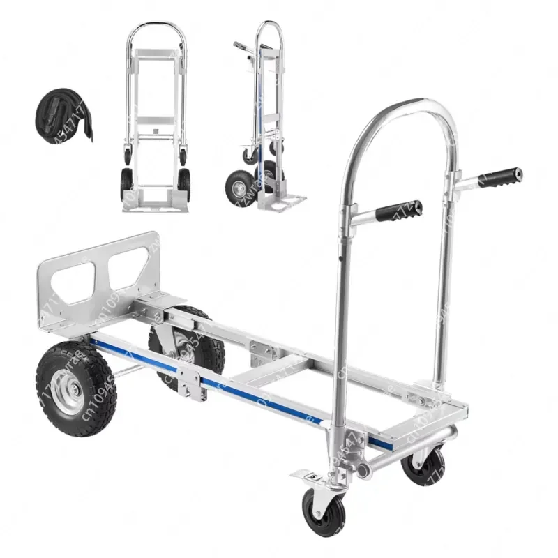 2 1 Industrial Hand Truck Aluminum Alloy Steel Moving Home Office Warehouse Supermarket 1000 Lbs Load Capacity 4-Wheel