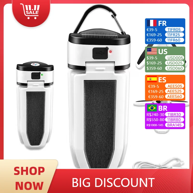 Camping Lantern Portable Power Bank Tent Light Camping Light Solar Rechargeable Lamp Camp Equipment Flashlight Workshop Lamp