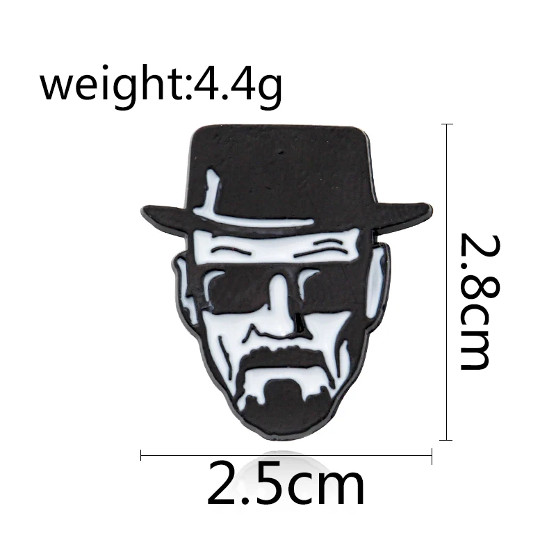 Heisenberg Brooch Breaking Bad Walter White Enamel Pin Lapel Brooch Metal Brooch Bag Badge Jewelry Gift for Kids Friend