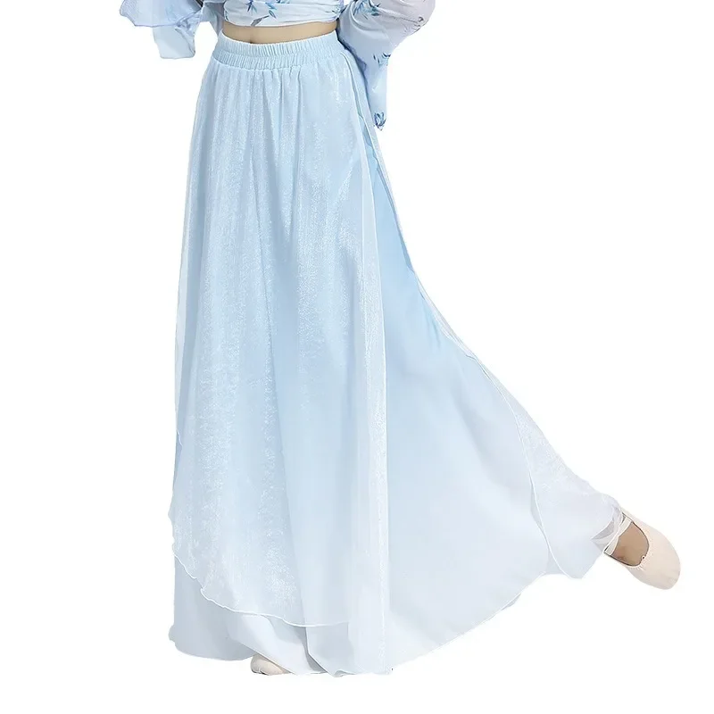 

practice clothes wide-leg pants women elegant Chinese dance performance clothes gradual change culottes chiffon trousers