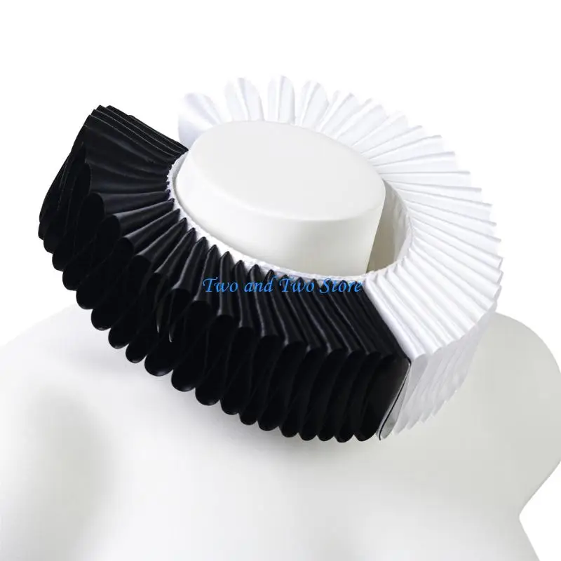 HX6F Ruffled Collar Clown Costume Neck Accessory for Women Halloween Event Dressingup