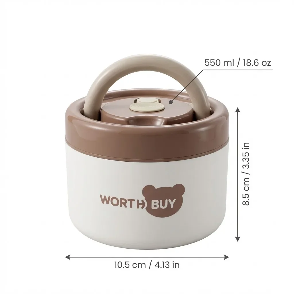 Leuke, geïsoleerde lunchbox van 304 roestvrij staal, ideaal voor kinderen en studenten. Draagbare voedselcontainer voor fruit en salades, met handvat en geschikt voor gebruik in de magnetron.