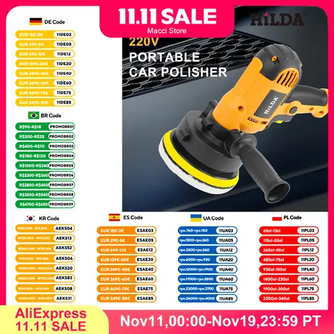 220V Electric Car Polisher Adjustable Speed HILDA
