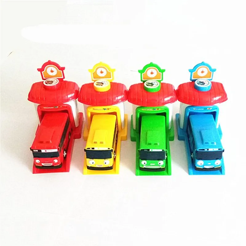 

4pcs Scale model Tayo the Little Bus set for Children Miniature Car Mini ABS pull back Tayo Gani Lani Rogi Bus Christmas Gift