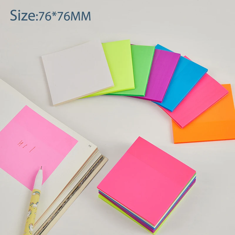 Cor transparência Sticky Note Pads, impermeável auto-adesivo Memo Notepad