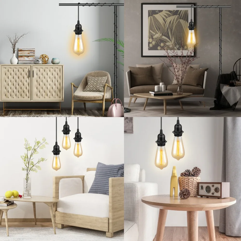 Ceiling Pendant Light Fitting E27 Screw Lamp Bases with Switch Suspended Lock Ring 2 Core Extension Cable Lighting Accessories