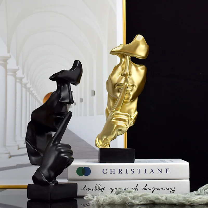 European-style "Silence Is Golden" Series of Abstract Resin Sculptures Decorative Items for Living