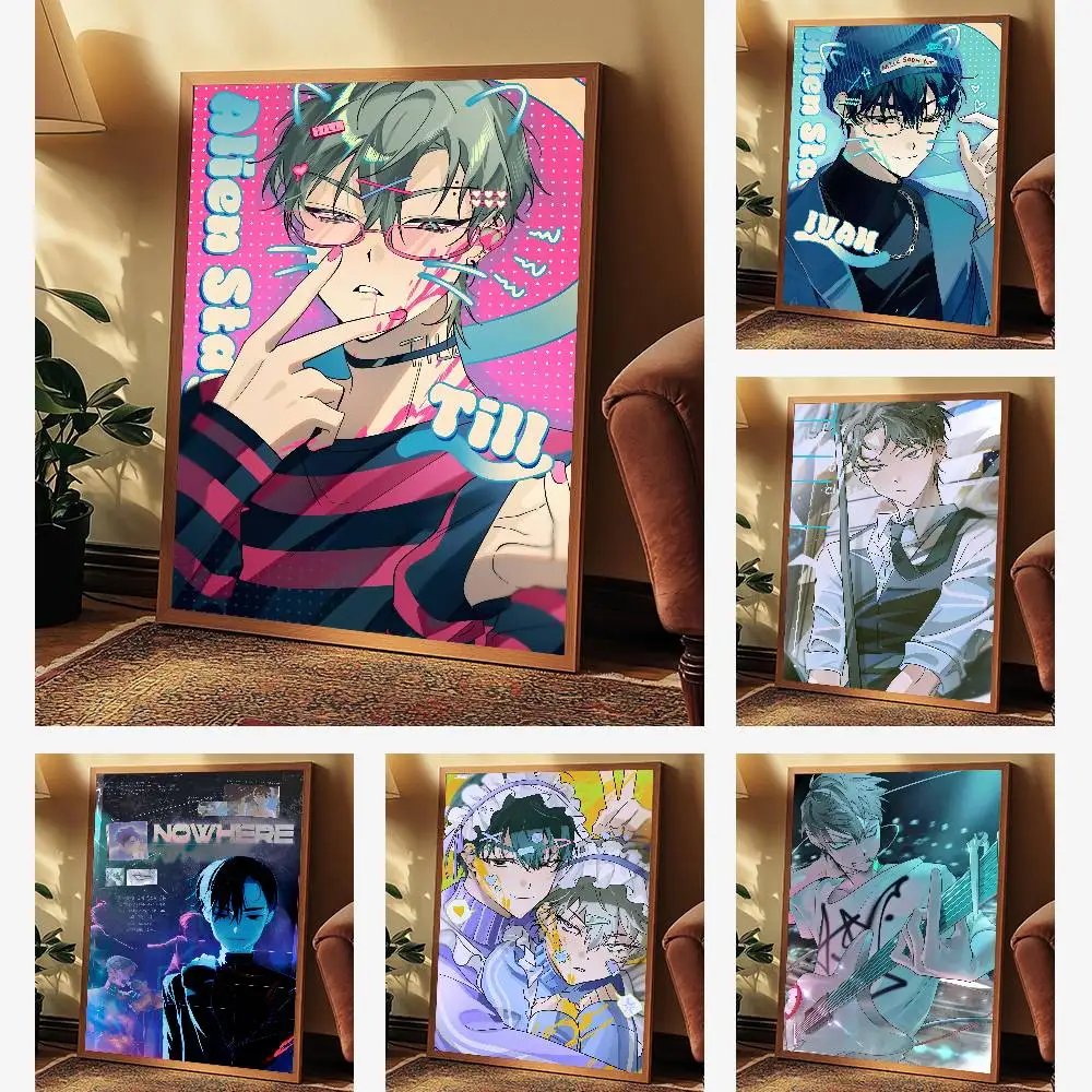 الغريبة المرحلة لوكا المشارك ذاتية اللصق الفن ملصق مضاد للمياه مقهى النوم غرفة جدار ديكور