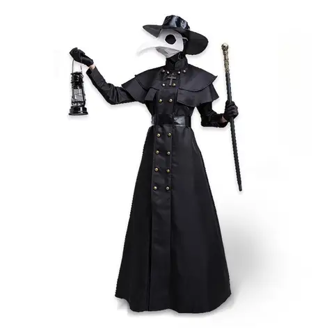 Halloween Medieval Plague Doctor Cosplay Costume Steampunk Middle Age War Nurse Bird Beak Suit for Carnival Fancy DressUp Party