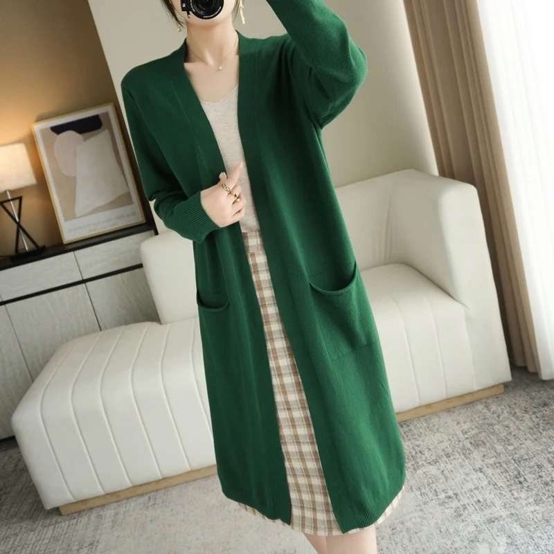 Women\'s Cashmere cardigans 2021 New Style for Autumn and Winter Casual Long Knitted Cardigan women sweater coat V-Neck Cardigans