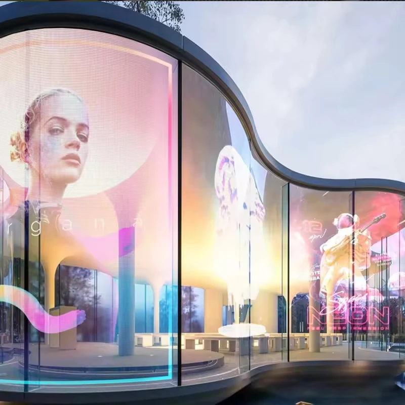 Flexible LED Screen Transparent Film Screen LED Advertising Display Transparent LED Video Wall