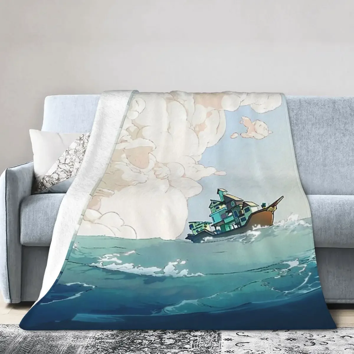 

Spiritfarer - Sun - Waves - Boat Blankets Soft Warm Flannel Throw Blanket Cover for Bed Living room Picnic Travel Home Couch