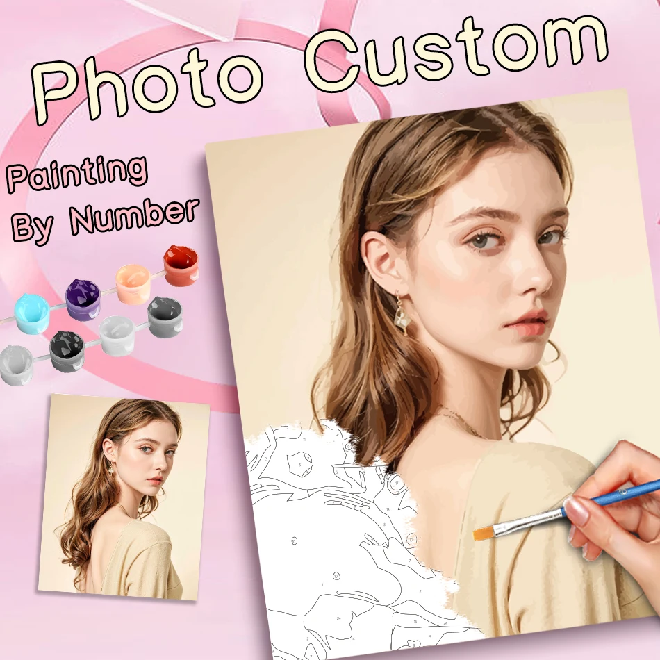 

GATYZTORY Personalised Painting By Numbers Color Photo Custom person Animals Family canvas painting Acrylic Paint Diy Gift