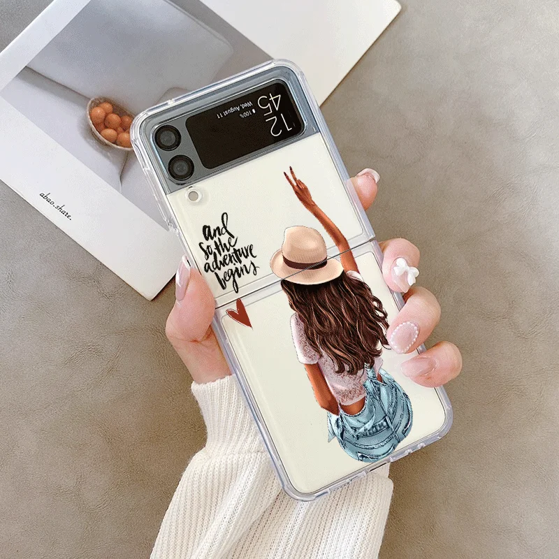 مضحك موضة القهوة فتاة قضية الهاتف لسامسونج غالاكسي Z فليب 7 الوجه 6 5 4 3 غطاء قابل للطي ل Z Flip7 الوجه 5 زوجين لينة قذيفة #4