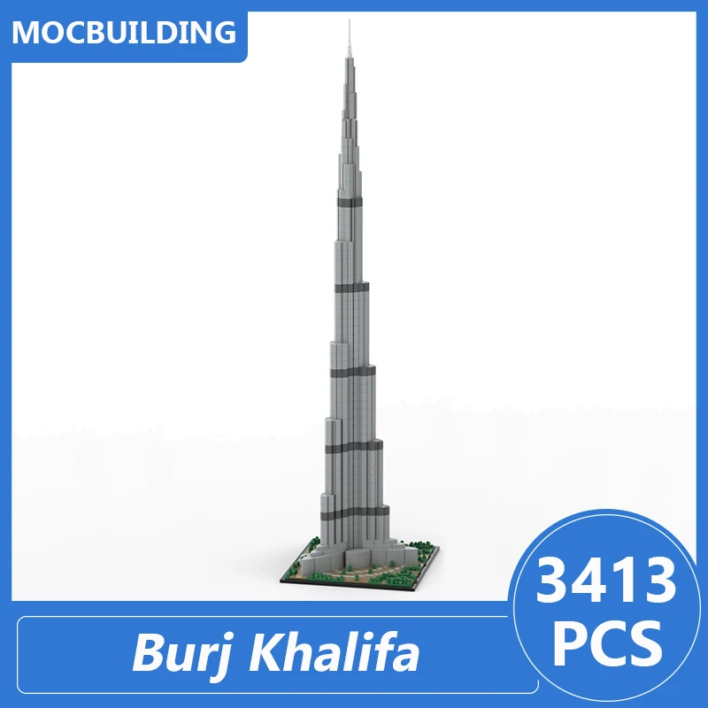 Burj Khalifa 1/800 Scale Architecture Model Compatible with 21046 Moc Building Blocks Diy Assemble Bricks Toys Gifts 3413PCS