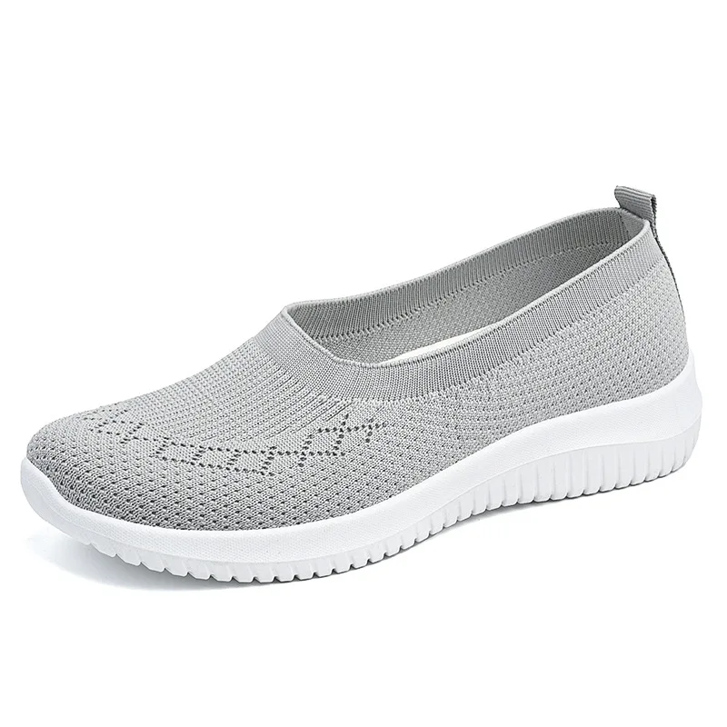 2024 New Breathable Knitted Women's Shoes with Soft Bottom, Large Mesh Shoes, Soft Bottom, Lightweight Hiking Casual Mom's Shoes