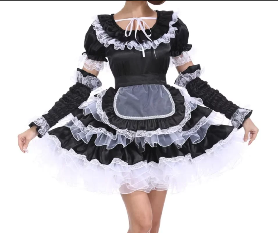 

Lovely Princess Girl Black Lockable Dress Fluffy Cross Dressing Perfect Role-playing Costume Customizable