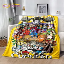 Cuphead and Mugman-Manta de felpa suave para Gamer, manta de franela para sala de estar, dormitorio, cama, sofá, cubierta de Picnic para niños