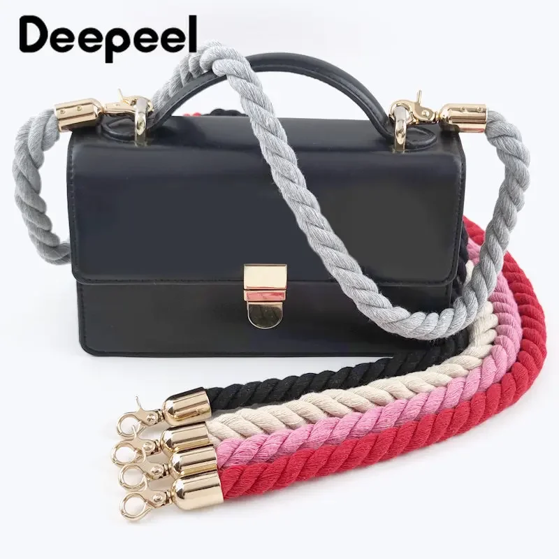 Deepeel 120cm Cotton Rope Cords Buckles Bag Strap for Women Handbag Handles Crossbody Chains Replacement DIY Parts Accessory